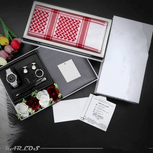 هدايا رجالي بوكس شتوي و قماش وشماغ طقم ساعه و عبار...