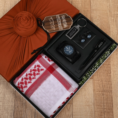 طقم رجالي راقي ساعة مع شماغ تصميم حسب الطلب موديل...