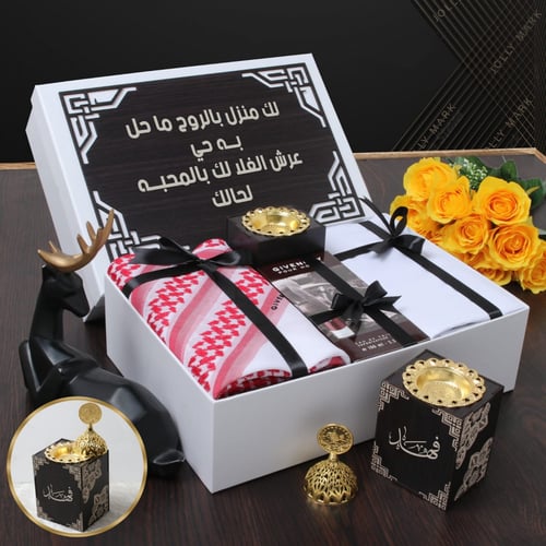 صندوق هدايا رجالية مميز قماش مع شماغ تصميم حسب الط...