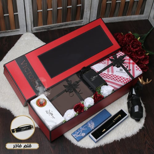 بوكسات هدايا رجالي ملكي قماش وشماغ تصميم مميز