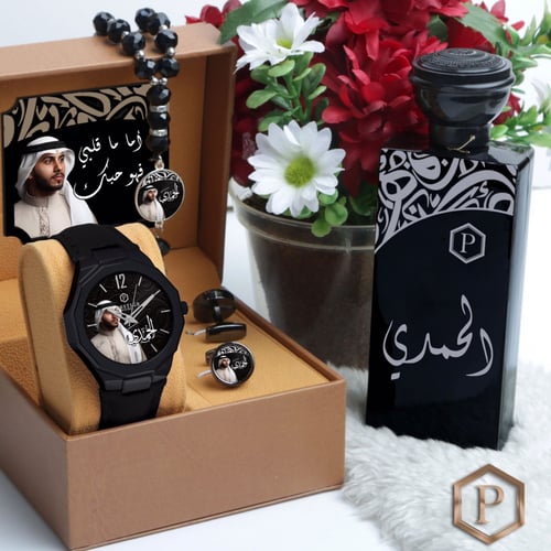 طقم ساعه هدايا رجالي مع اكسسوارت رجالية تصميم حسب...