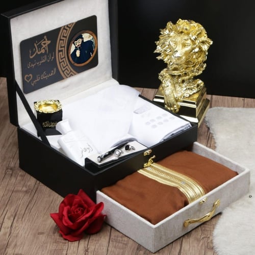 بوكسات هدايا رجالية فاخرة قماش وشماغ ومشلح تصميم ج...