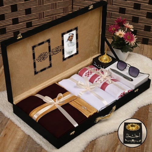 بوكسات هدايا رجالية فاخرة قماش ومشلح وشماغ