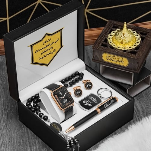 طقم ساعه شبابي راقية سير جلد مع إكسسوارات تصميم حس...