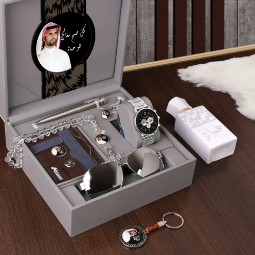 هدية رجالية طقم مميز ساعة وكسسوارات رجالي