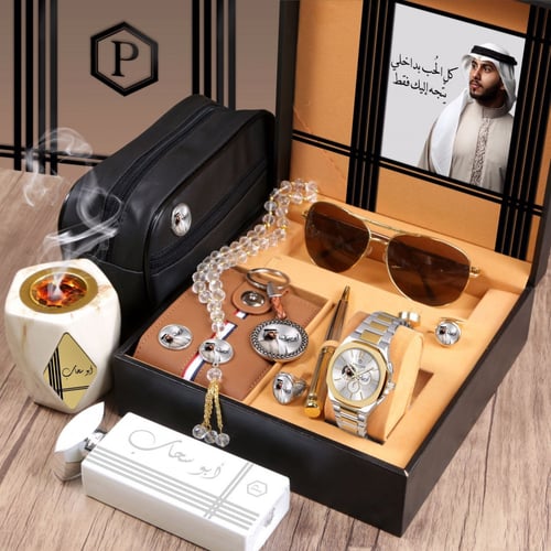اطقم ساعة هدايا رجالي مع اكسسوارت رجالية تصميم حسب...