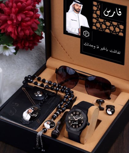 هدايا رجالية طقم ساعة مع واكسسوارت تصميم حسب الطلب