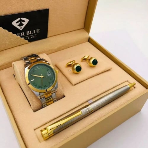 أطقم ساعات رجالية بتصميم جديد ومميز مع إكسسوارات أ...