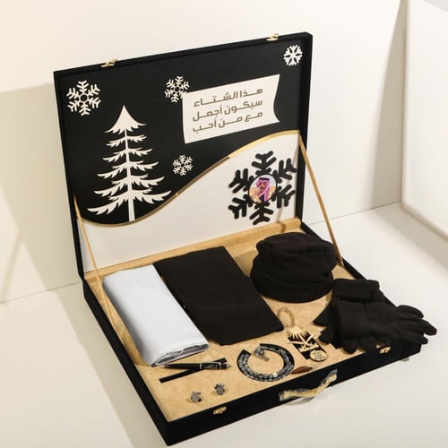 بكس شتوي شال مع قبعة وقفاز مديل FU-9787