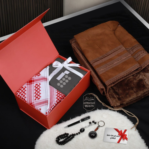 بوكسات هدايا رجالية شتوي فروة مع قماش شتوي وشماغ م...