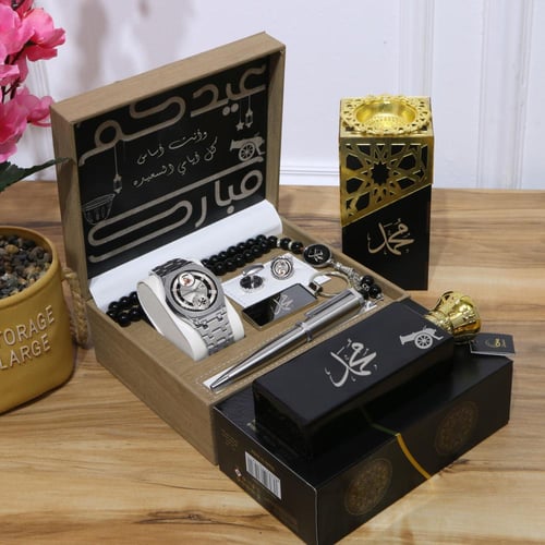 طقم العيد ساعة رجالي مع اكسسوارات مديل AS-654