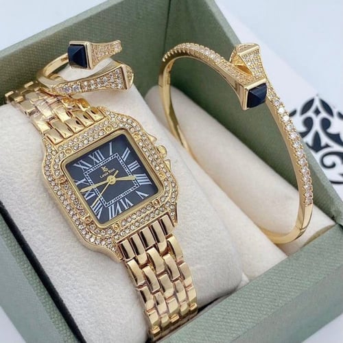 هدايا اطقم ساعات فصوص كرستال نسائية مع إكسسوارات م...
