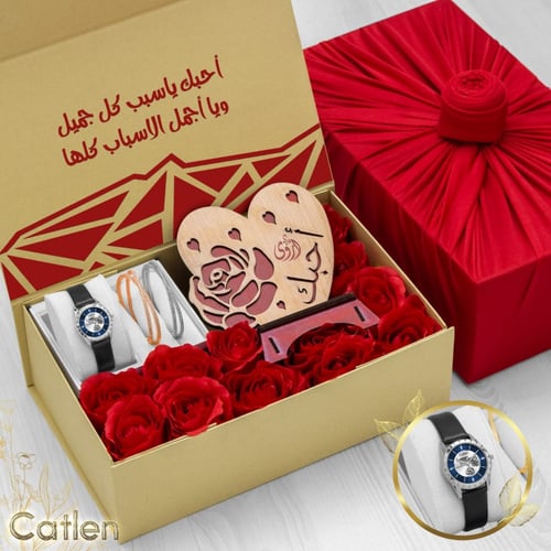 اطقم هدايا نسائية فاخرة مع ساعه وإكسسوارات تصميم ح...