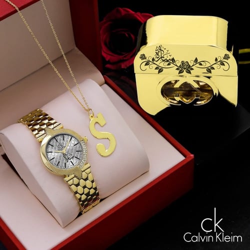 هدية راقية تشمل ساعة نسائية مع مجموعة إكسسوارات مم...