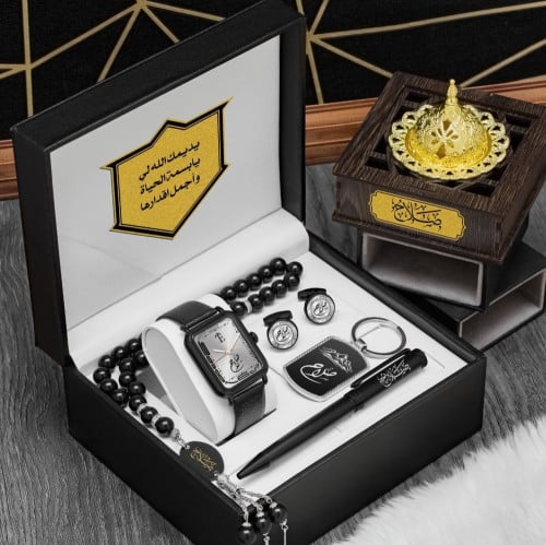 طقم ساعه شبابي راقية سير جلد مع إكسسوارات تصميم حس...