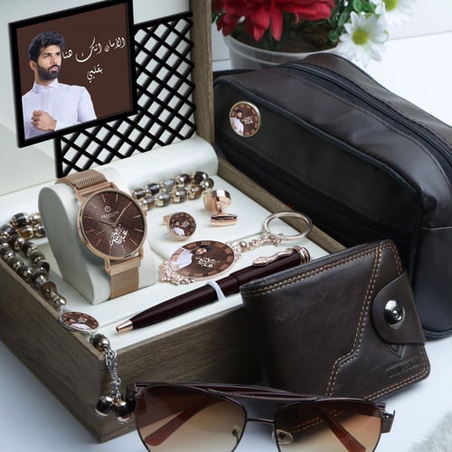 اطقم ساعات هدايا رجالي مع اكسسوارت رجالية تصميم حس...