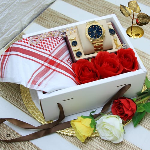 اطقم هدايا رجالية للعيد شماغ واكسسوارت موديلBLK-23...