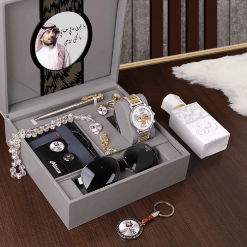 هدية رجالية طقم مميز ساعة وكسسوارات رجالي