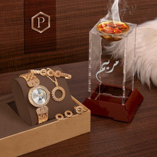 اطقم ساعة نسائي مع مبخرة اكريلك واكسسوارت موديل BR...