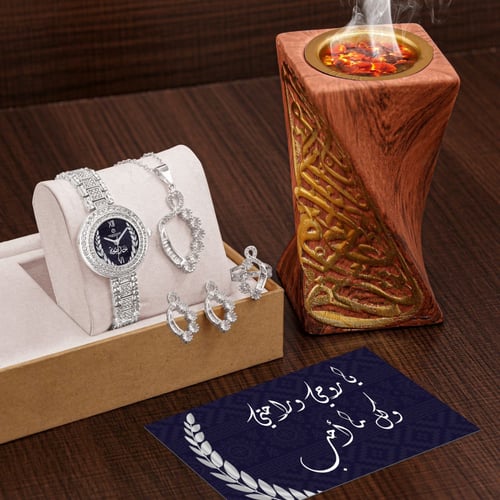 اطقم ساعة نسائي مع مبخرة واكسسوارت موديل BR-35232