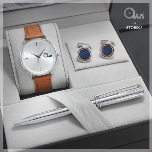 أطقم ساعات رجالية راقية سير جلد بتصميم مميز مع إكس...