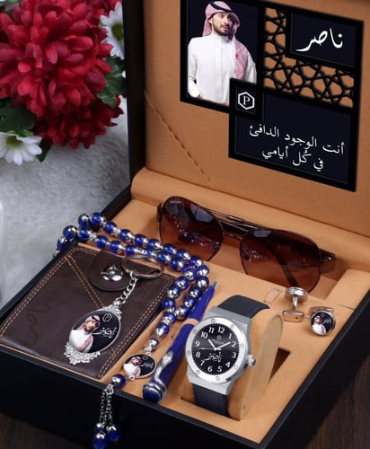 هدايا رجالية طقم ساعة مع واكسسوارت تصميم حسب الطلب
