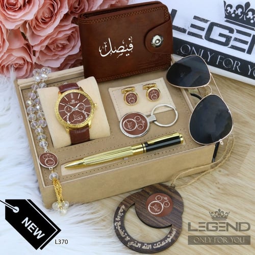 طقم ساعة رجالي تصميم الاسم حسب الطلب الموديل HM-76...