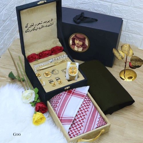 بوكس رجالي شتوي فخمة مع شماغ مع ساعة موديل HM-2525