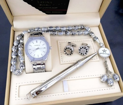 طقم رجالي ساعة راقي تصميم الاسم حسب الطلب الموديل...