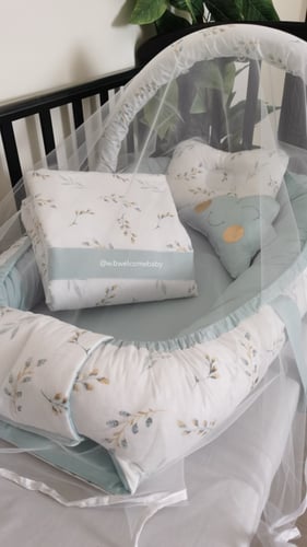 طقم سله(سله /مخده راس /مخده الغيمه /لحاف /ناموسيه...