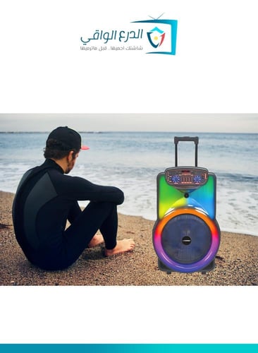 مكبر صوت متنقل محمول مع ميكروفون لاسلكي وريموت تحك...