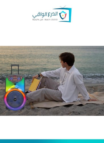 مكبر صوت متنقل محمول مع ميكروفون لاسلكي وريموت تحك...