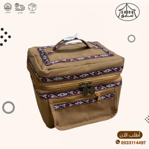 شنطة الشعيب تنزاني مطرز عنابي صغير