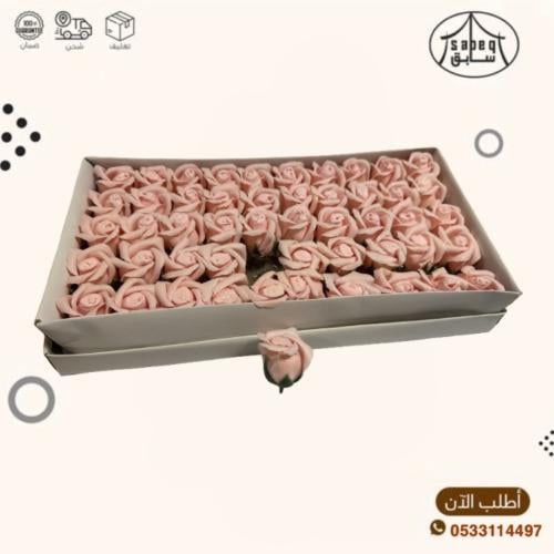 صندوق ورد مصنوع من الصابون pink 50ورده