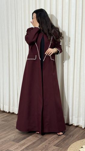 Maroon blazer abaya lined - ora 227