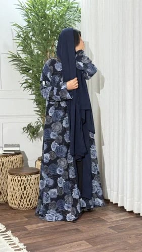 Chiffon abaya, navy blue, original - ORA 217