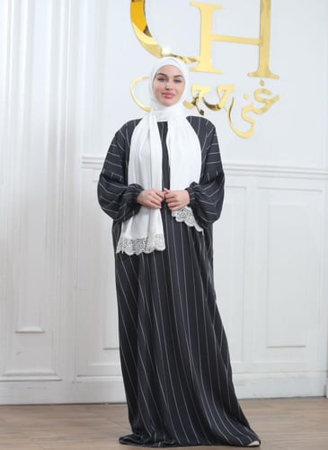 شرشف صلاة غنى حجاب فرسان مخطط طرحة بيضاء