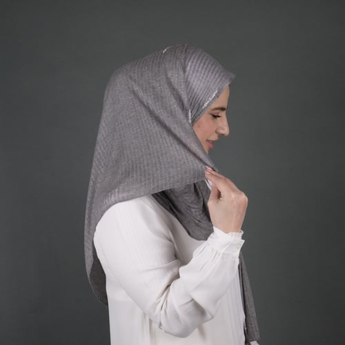 طرحة قطن خفيف مضلع بستراس