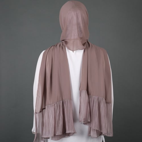 طرحة جوري شيفون بطرف بليسيه