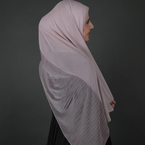 طرحة جوري نص شيفون بستراس و نص مكسر