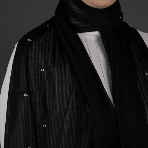 طرحة كويتي قطن مضلع بستراس مربع