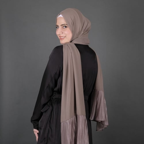 طرحة جوري شيفون بطرف بليسيه