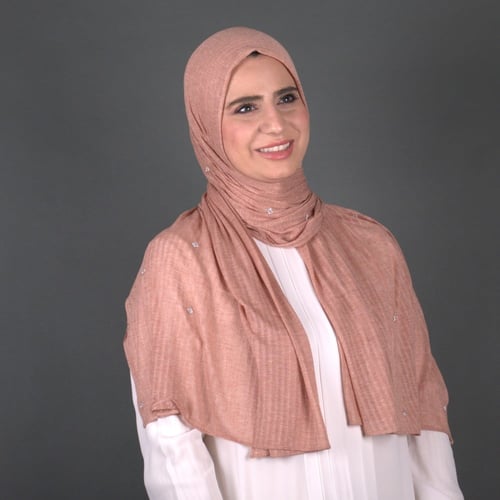 طرحة كويتي قطن مضلع بستراس مربع