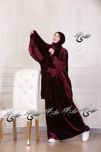 شرشف غنى حجاب قطعتين مخمل شتوي