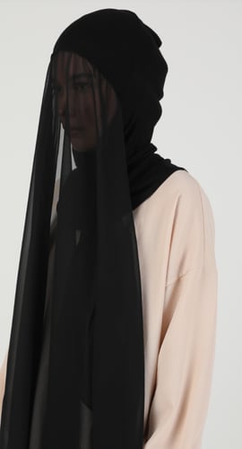 حجاب جاهز شيفون مع بونيه تغطي الرقبة