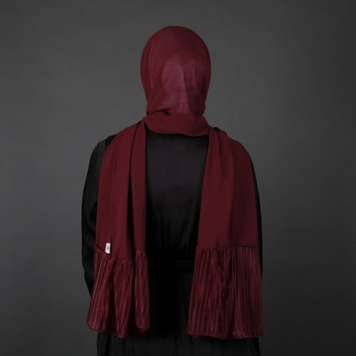 طرحة جوري شيفون بطرف بليسيه