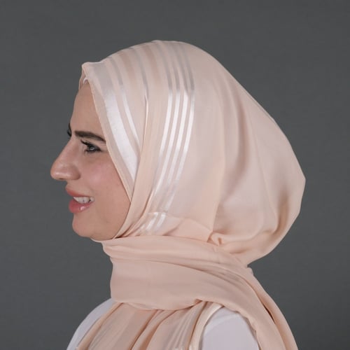 طرحة شيفون بوردن تركي مخطط