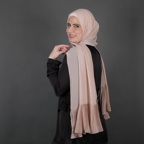 طرحة جوري شيفون بطرف بليسيه