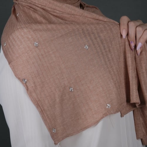 طرحة كويتي قطن مضلع بستراس مربع