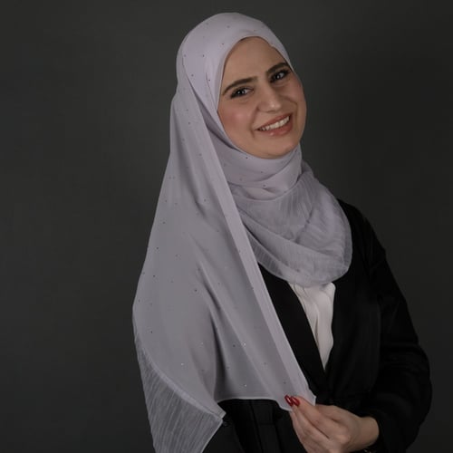 طرحة جوري نص شيفون بستراس و نص مكسر